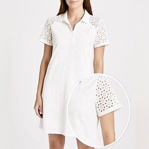 J Crew White Eyelet Dress with Pockets Lace Short Sleeves